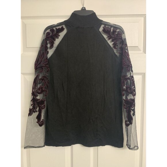 NWT INC International Concepts XL Whimsigoth Grunge Knit Velvet Sheer Sweater - Picture 3 of 8